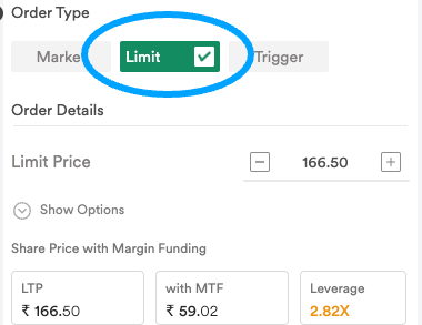 Select order type